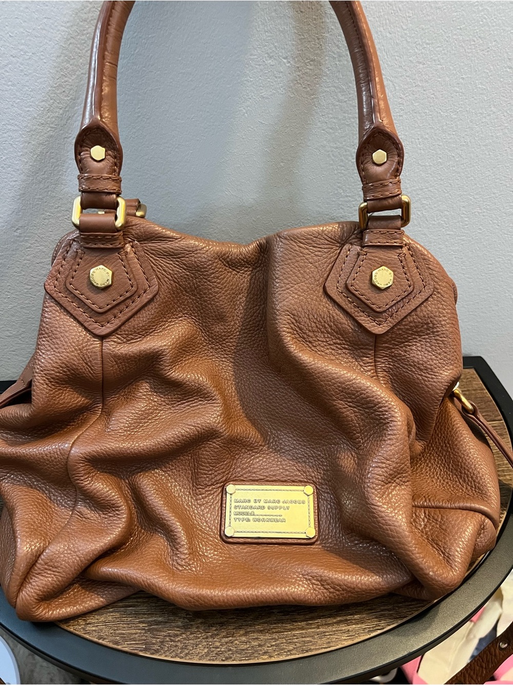 Marc by Marc Jacobs Cognac Brown Pebbled Leather Shoulder Bag
